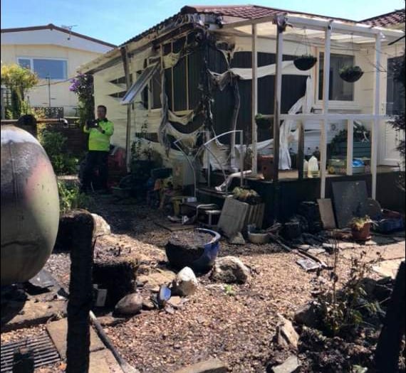 Three fire brigades attend park home blaze