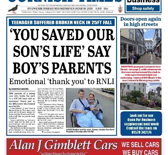 Local news, views, photos and information in your latest Cornish Times, out today