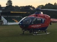 Football match delayed by air ambulance landing on pitch