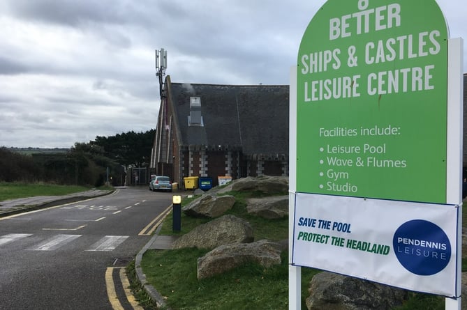 The entrance to Falmouth’s Ships and Castles Leisure Centre which is under imminent threat of closure.