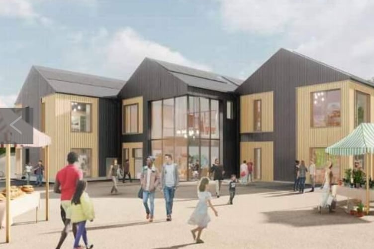An artist’s impression of how the former Liskeard Cattle Market site will look after completion of the Workshed and Liskeard Makerspace structure.