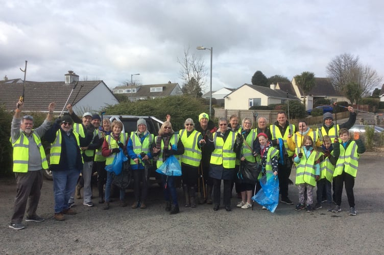 Volunteers taking part in a litter pick around Dobwalls near Liskeard