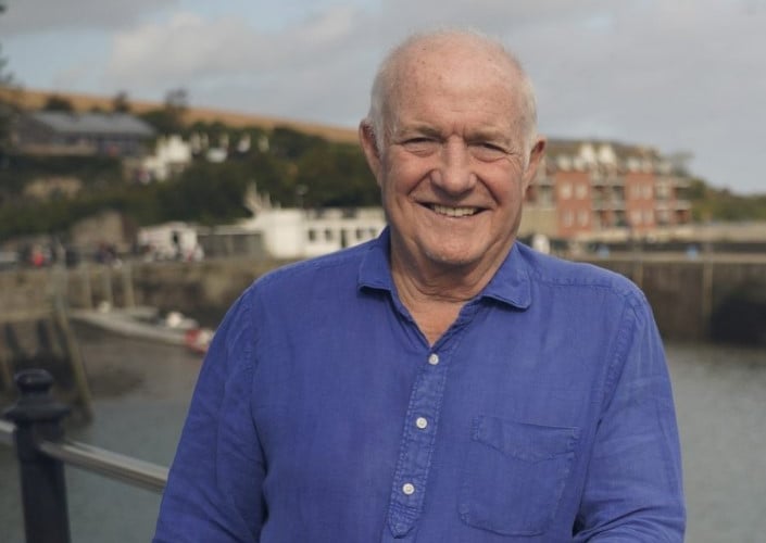 Celebrity chef Rick Stein pictured on the quayside at Padstow harbour in Cornwall