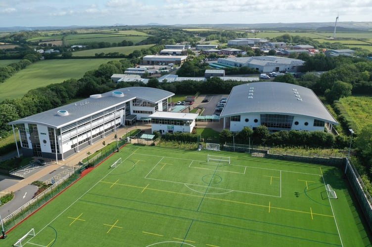 An aerial view of Callywith College in Bodmin, showing its extensive site