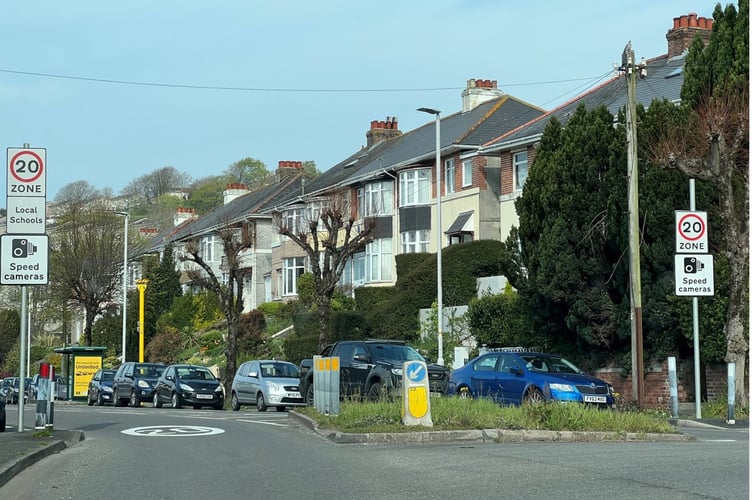 Signs in Old Laira Road, Plymouth, warning of the 20mph and the speed camera due to be switched on on Monday.