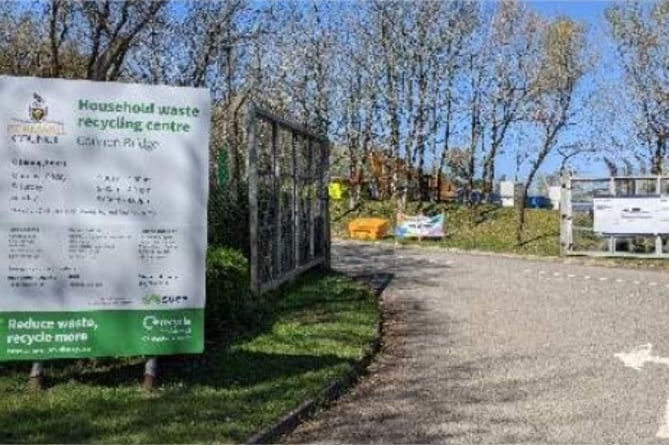 The entrance to the Connon Bridge Household Waste Recycling Centre near East Taphouse