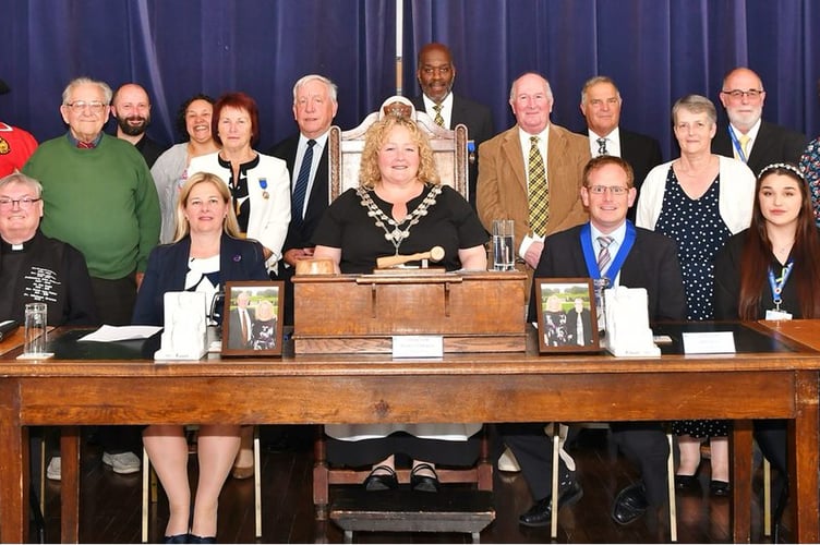 TORPOINT Town Mayor Councillor Rachel Evans BEM with the full council