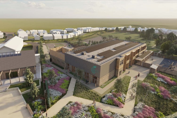 CGI of the proposed Sky Primary Academy which is to be built as part of the West Carclaze Garden Village development near St Austell