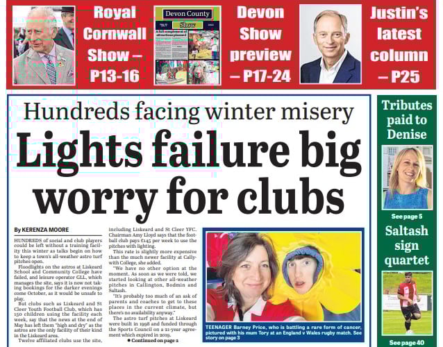 The front page of the Cornish Times edition dated Wednesday, June 15, 2022