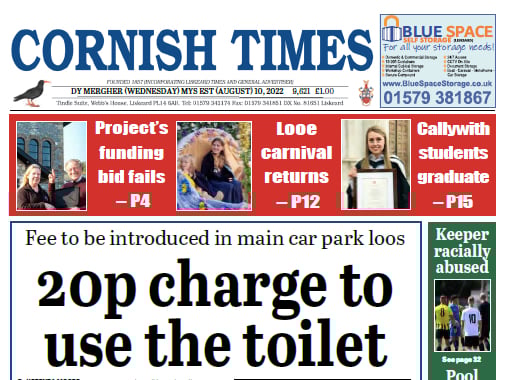 Cornish Times cover for 10/08/22