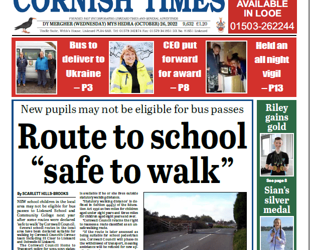 Cover of the Cornish Times 26/10/22