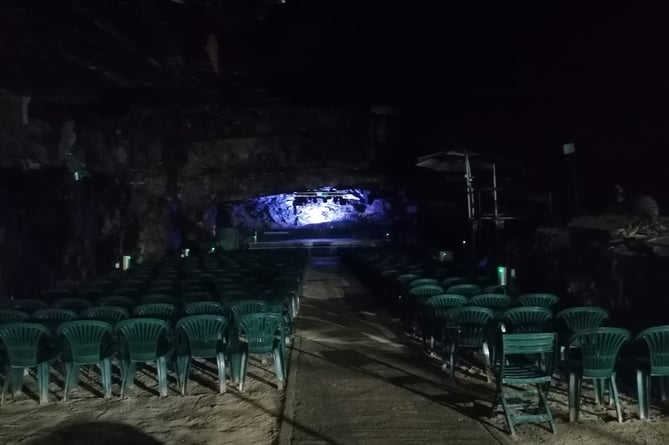 The caverns, once a slate mine, is now used for tours, concerts and weddings