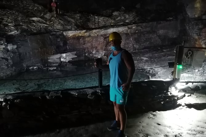 Tony Ferguson in the caves at Carnglaze Caverns