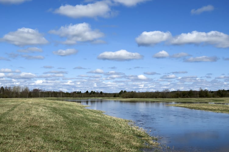 A flooded field. 