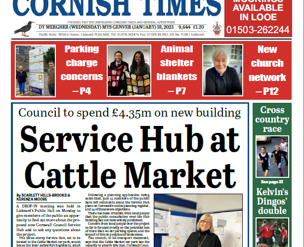 The front of the Cornish Times for January 18, 2023.