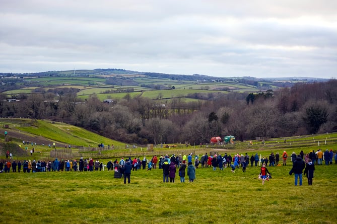 Parents, teachers, friends and family watching the races at new Motox course in Landrake 