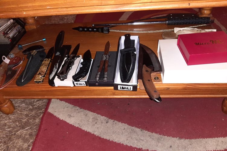 Weapons seized from the property in Bodmin