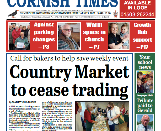 The front of this week's Cornish Times!