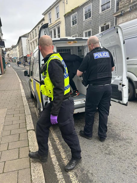 Picture from the scene of the arrest on Bodmin Fore Street