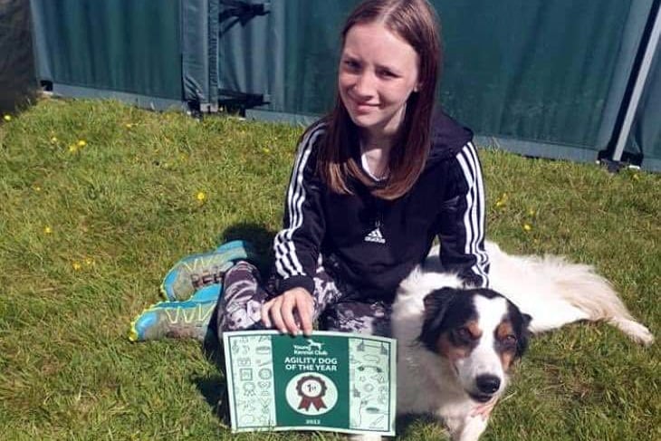 Masie Wiltshire with her seven year old Border Collie, Dennis.