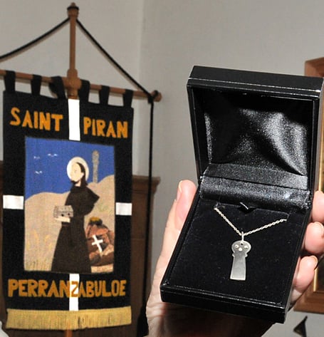 Perranzabuloe Church hosted the annual Cross of St Piran Awards services, Sunday 13th March 2016.  The two services were led by the Bishop of Truro, Rt Revd Tim Thornton, who presented the awards during the two services, together with the Bishop of St Germans, Rt Revd Christopher Goldsmith.  Contact the Diocese of Truro head of communications and media relations, Kelly Rowe, on 01872 274351.

Katy Hocking from Perranzabuloe with her Cross of St Piran award.  Katy has been the dynamo behind organising the St Piran Cross services in Perranzabuloe.

Photo by Peter Glaser
Â© Peter Glaser 2016
CONDITION OF SUPPLY, PLEASE CREDIT PHOTOGRAPHER IF PUBLISHED.
Peter Glaser Photography
Tremorcoombe, St Breward, Bodmin Moor, Cornwall PL30 4LN, UK
01208 851744 / 07771 736445
peter@pgphotography.biz / www.pgphotography.biz