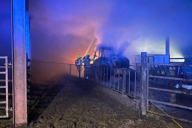 Callington and Liskeard crews attend loader fire inside barn