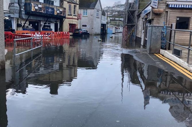 Flooding near Pengelly's fish shop 