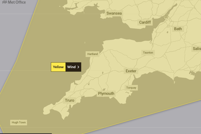 Yellow Wind Warning for South West 