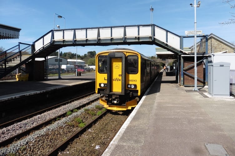A Class 150 train at Par station, where the incident happened