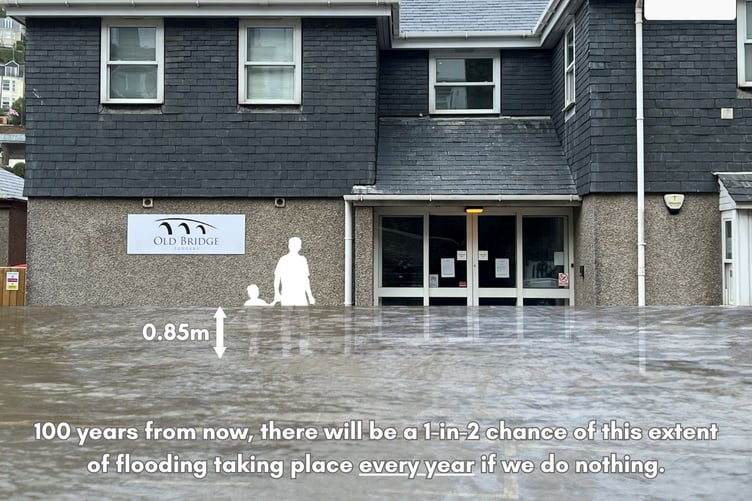 An example of the water height 100 years from now