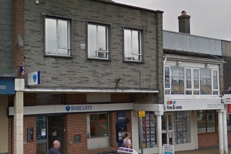Google street view image of the former Barclays Bank in Saltash when it was still occupied