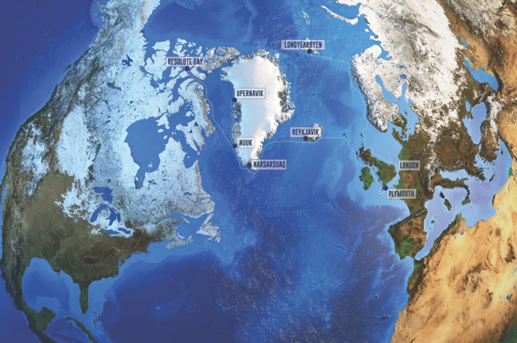 A map of the journey that the SV Linden will embark on during the Ocean Warrior expedition