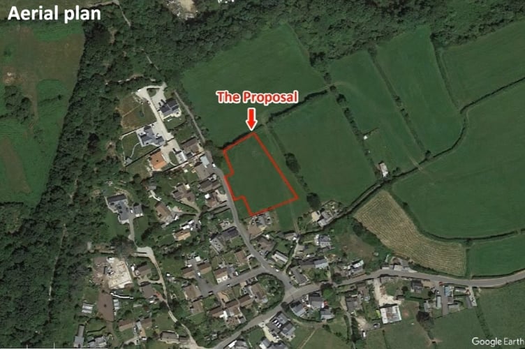 The site of the proposed development of seven houses at Trethurgy, near the Eden Project, which was refused