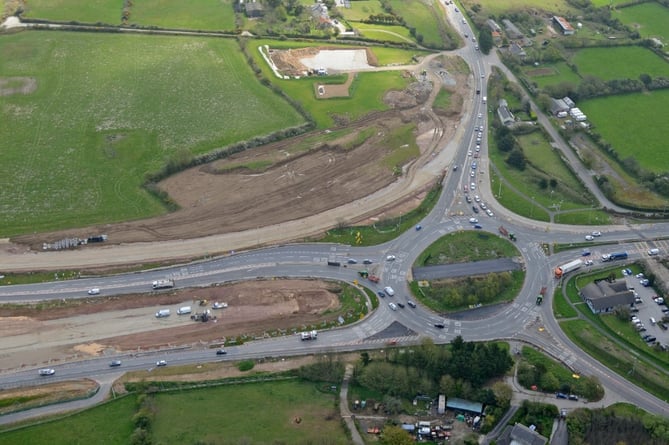 The new A30 dual carriageway will be aligned straight over the current Chiverton Cross roundabout