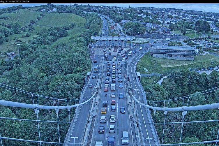 The queue on the Tamar Bridge earlier this morning (May 31)