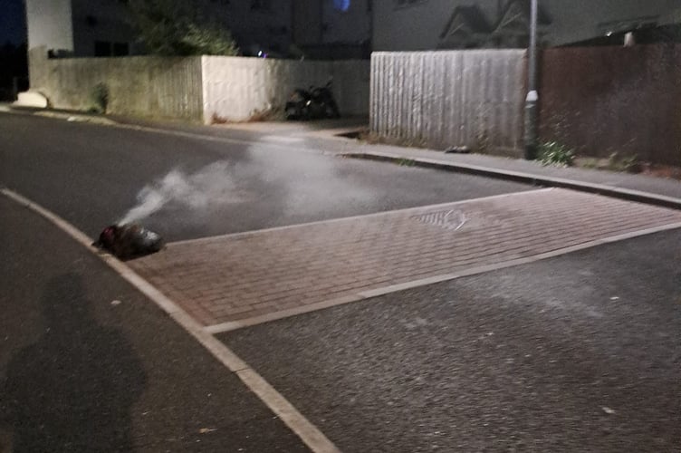 The bag in the road in Saltash 