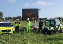 Electronic signs on A30 to warn motorists of livestock on the road 