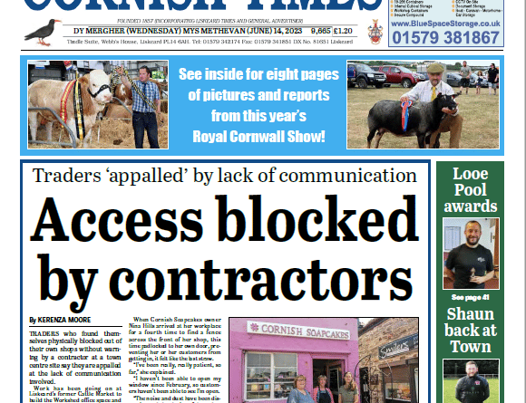 The front of the Cornish Times for Wednesday, June 14.