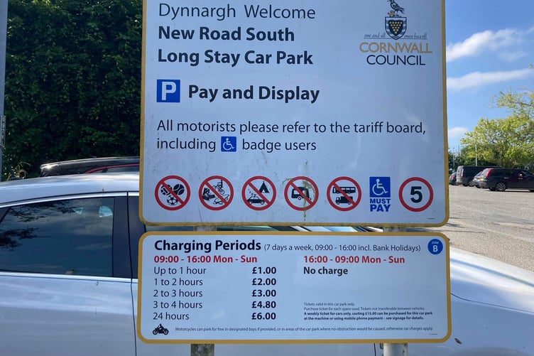 A car park board in Callington