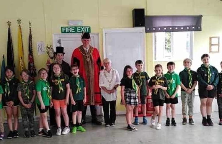 LISKEARD mayor Cllr Simon Cassidy and deputy mayor Cllr Christina Whitty with the Beavers