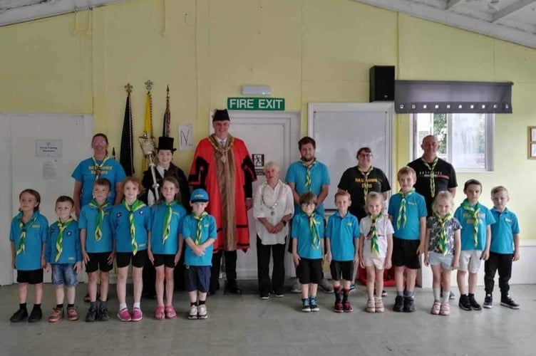 LISKEARD mayor Cllr Simon Cassidy and deputy mayor Cllr Christina Whitty with the Cubs