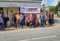 Protest mounted outside Liskeard Train Station's ticket office 