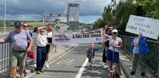 Hundreds march across the Tamar Bridge to protest against toll charges