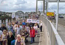 Tamar Toll Action Group hold protest march across the Tamar Bridge 