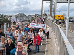 Tamar Toll Action Group hold protest march across the Tamar Bridge 
