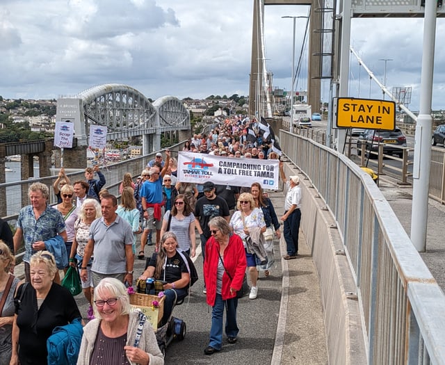 Tamar Toll Action Group hold protest march across the Tamar Bridge 
