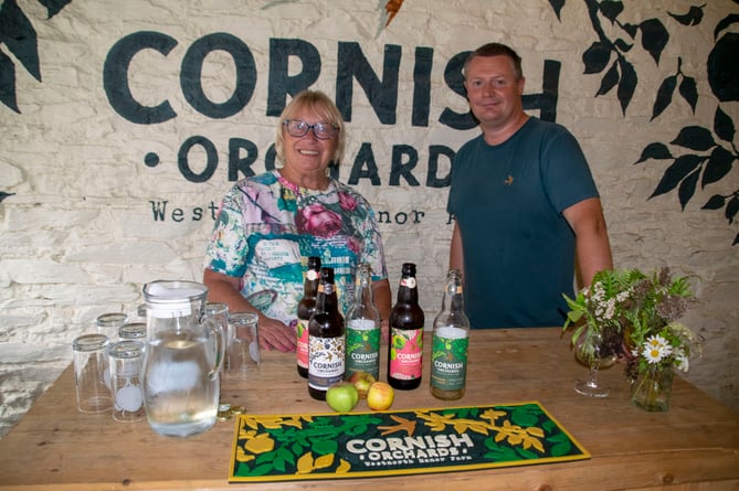 Sheryll is pictured taking a tour of Cornish Orchards