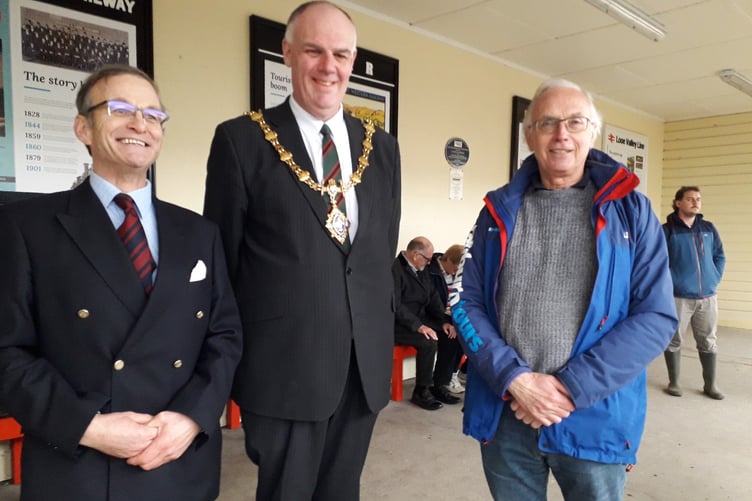 Justin Spreckly Chair of Looe Development Trust, Cllr Simon Cassidy Mayor of Liskeard and Cllr Tony Smith Mayor of Looe
