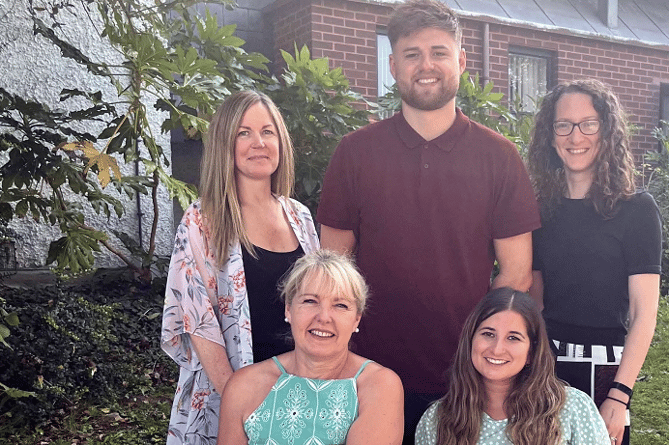 Back row left to right is Vikki Freeman (play therapist), Ryan Barnes (positive behaviour lead) and Naomi Ash (SaLT) and front row left is Jules Mitchell (emotional literacy support assistant) and Connie Matus (occupational therapist)