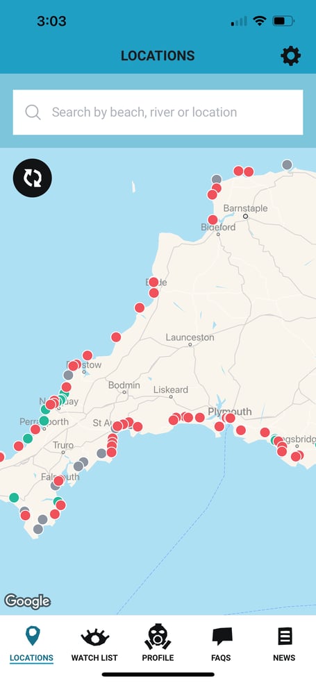 Sewage pollution alerts
